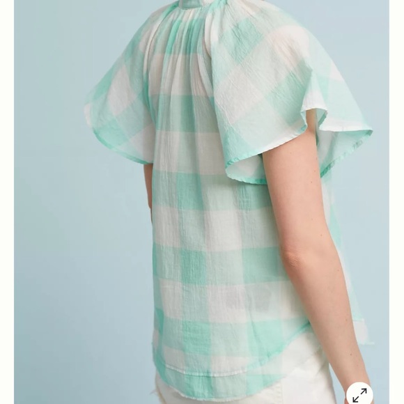 Maeve gingham flutter sleeve top Anthropologie - Picture 2 of 6